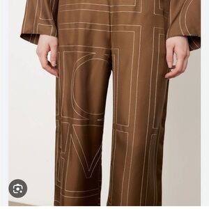 Toteme Monogram Embroidered Silk Pants